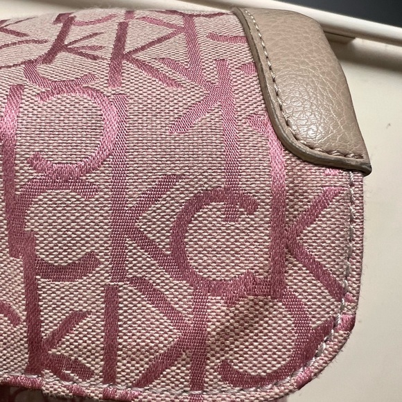 Calvin Klein vintage bag top handle satin pink and tan - Picture 7 of 12